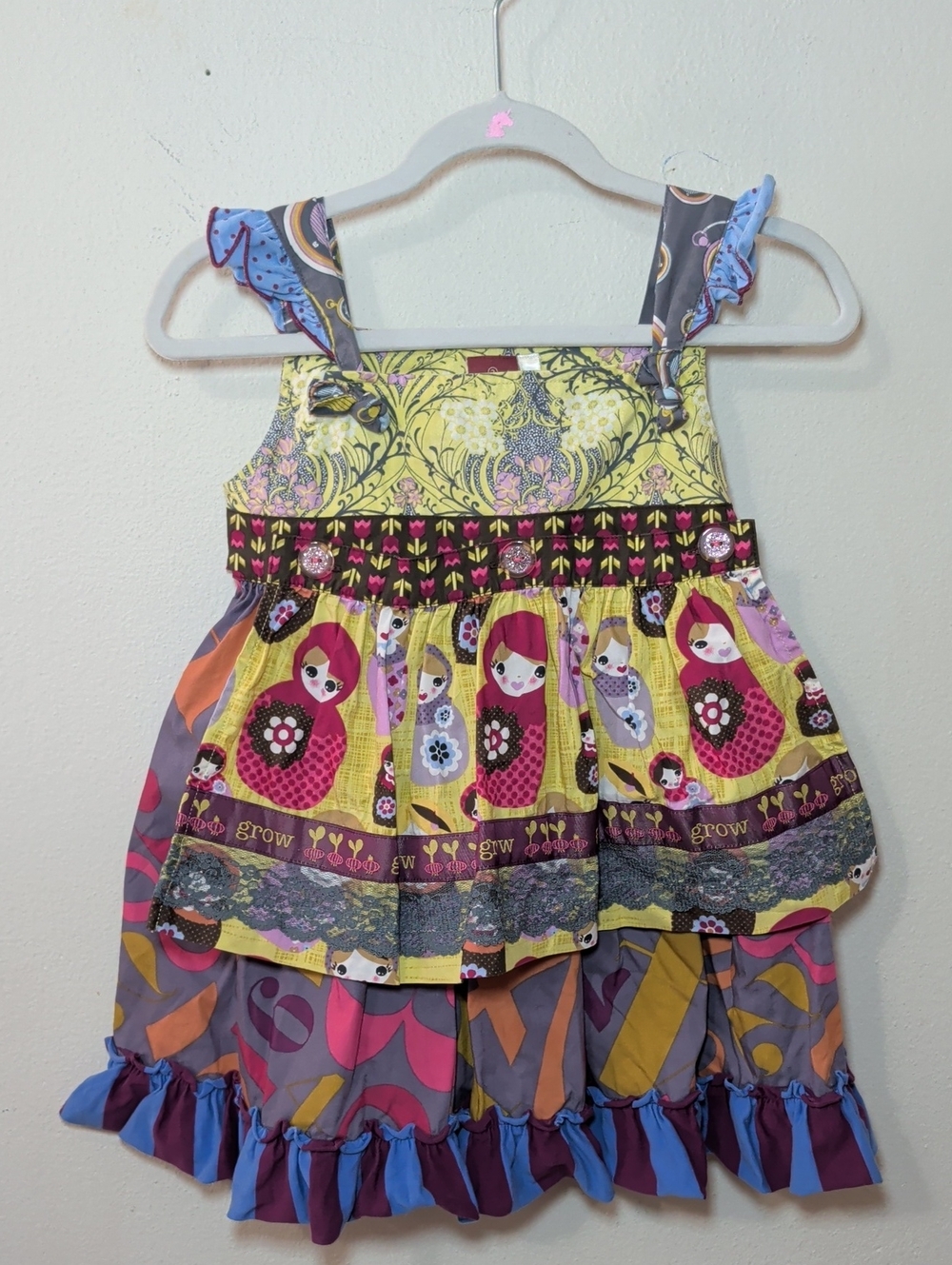 Matilda Jane Character Counts Delaney Knot Dress Russian Nesting Dolls Size 2